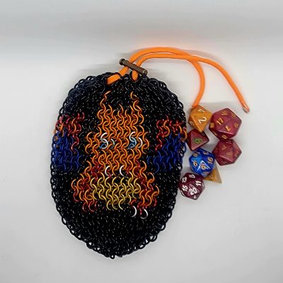 Large Orange Dragon Dice Bag