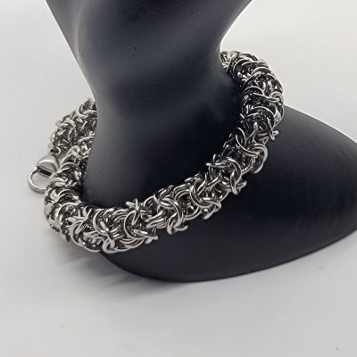 Bracelet made from Stainless steel in the Turkish Round Weave -Wrist View