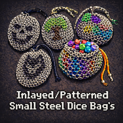 Inlayed/Patterned Small Steel Dice Bag's
