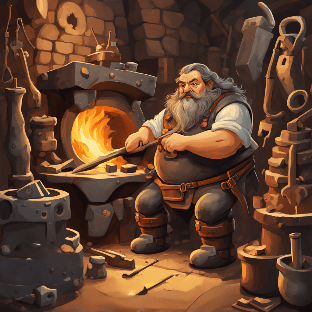 Dwarf working at a forge