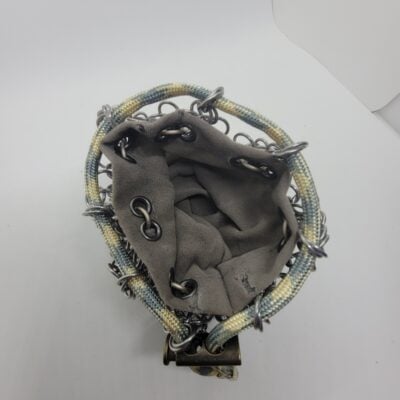 Large or Small Steel Dice Bag – grey velvet liner with eyelets inside the steel mesh