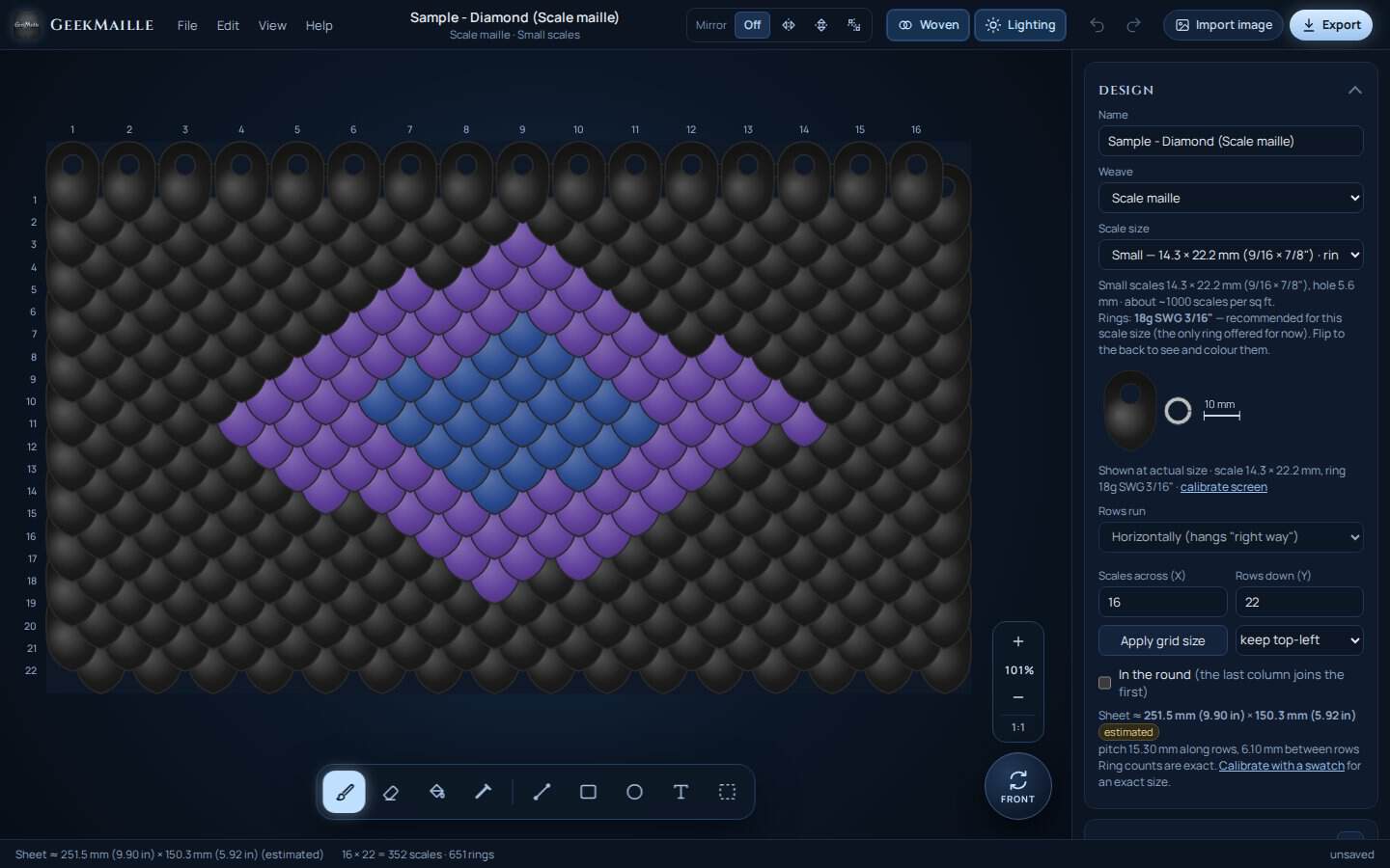 The Inlay Designer with a scale maille design
